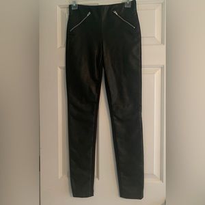 ABS leggings faux leather front / black fabric back size XS